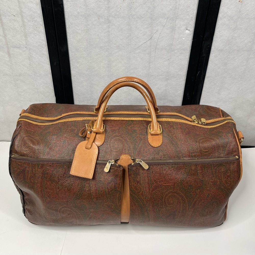 Etro Milano Brown Paisley duffle Travel Bag